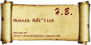 Hutnik Bálint névjegykártya